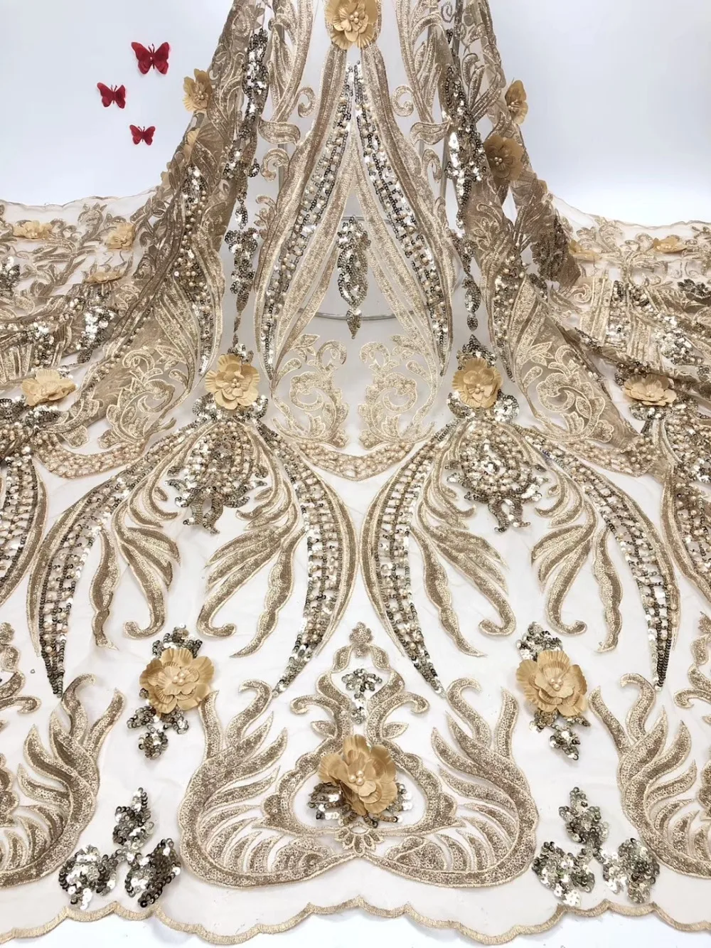 

African Lace Fabric 2019 french Lace Fabrics High Quality net Lace Embroidery French Tulle Lace Fabric For Wedding JIAAP093