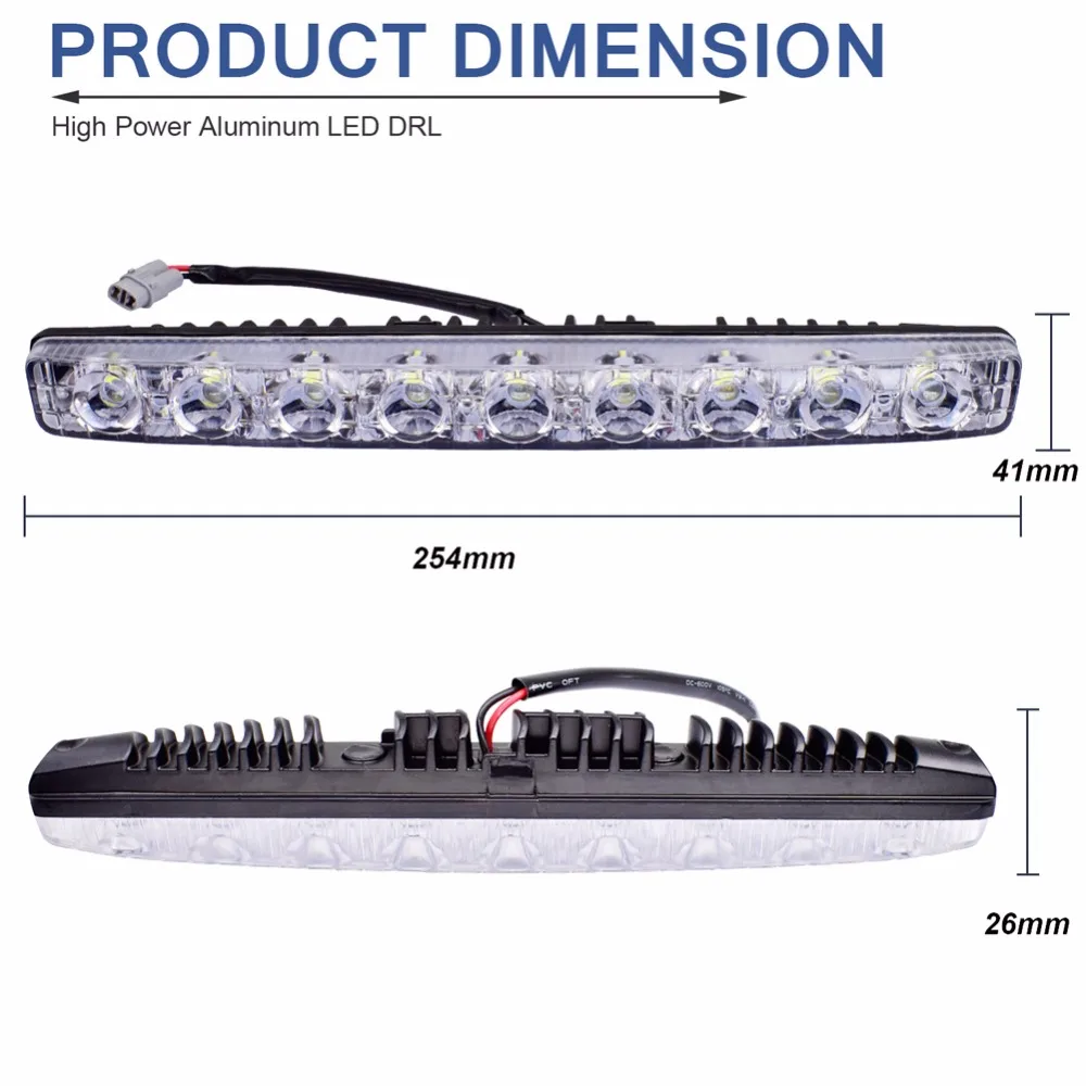 1 комплект DRL светодиодный светильник водонепроницаемый автомобильный высокомощный алюминиевый светодиодный дневные ходовые огни 12 в 9 светодиодный s автомобильный Дневной светильник Автомобильный светодиодный противотуманный светильник