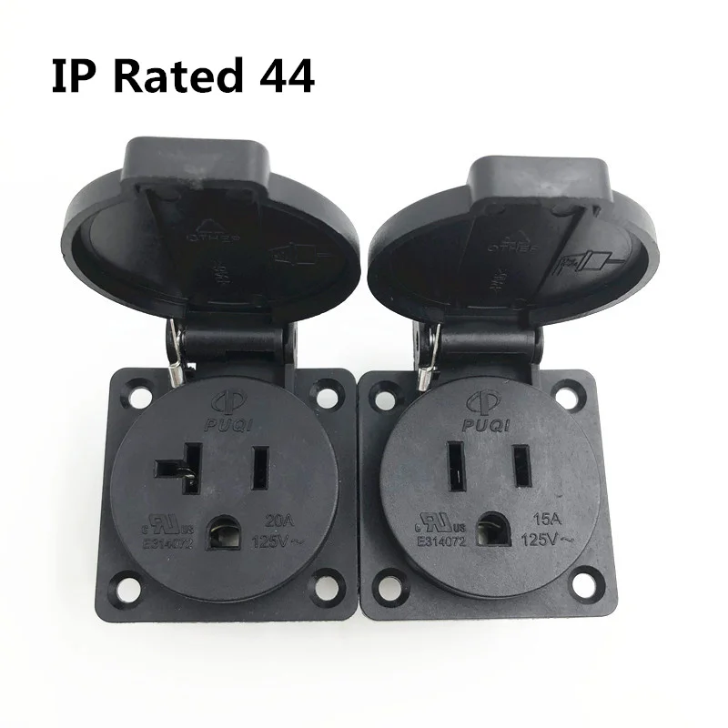 

Black 15A/20A 125V round cover outdoor socket IP44 American AC Power Socket Dustproof and Waterproof Industrial Assembly outlet