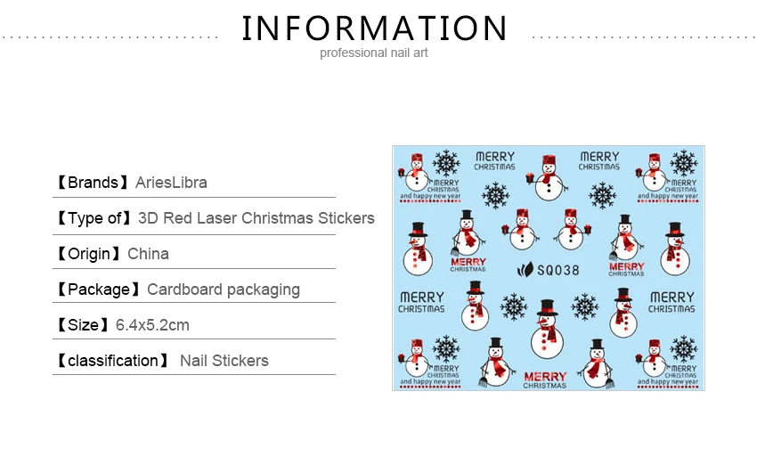 AriesLibra наклейка для ногтей 3D лазерная красная Рождественская серия наклейки для дизайна ногтей обертывания наклейки слайдеры наклейки для ногтей Маникюрные советы
