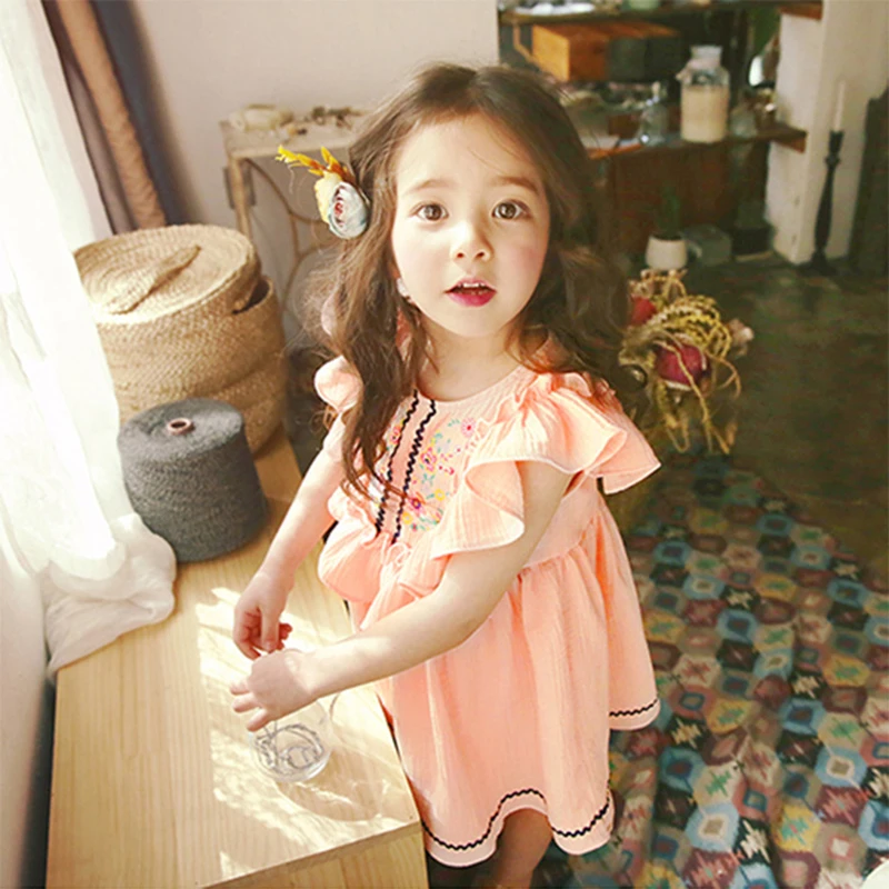Платья для маленьких девочек платье в стиле бохо детское платье одежда для детей 6 лет летнее платье для девочек, костюм для девочек корейское платье для девочек