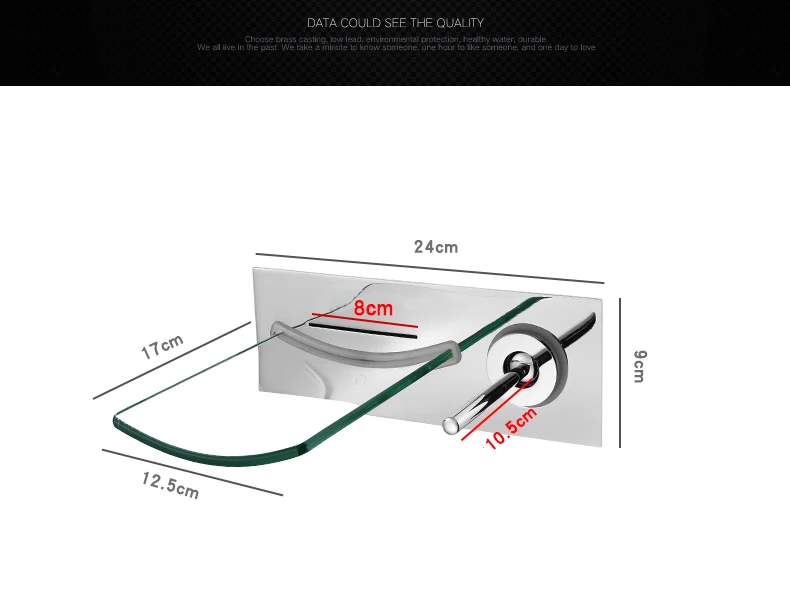 Матовый никель Стекло Водопад латунь кран Ванная комната раковина смеситель настенный BF085