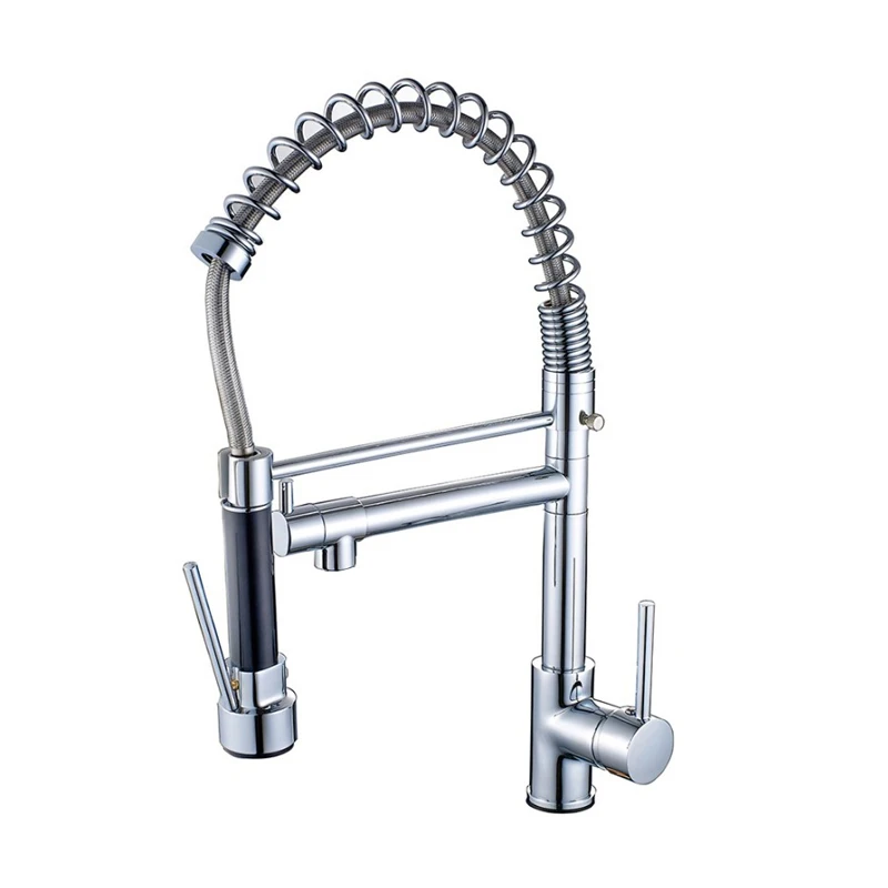 

Pull Down Sprayer Kitchen Sink Faucet Mixer Taps with Bracket Bar Hot and Cold Water Kitchen Faucets Deck Mounted Dual Spout