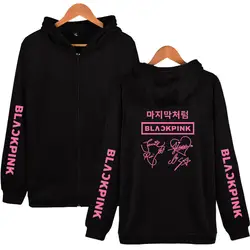 Blackpink kpop фирменный Принт Свободные повседневные толстовки на молнии для женщин/мужчин Уличная толстовка с капюшоном Женская 2019 корейская