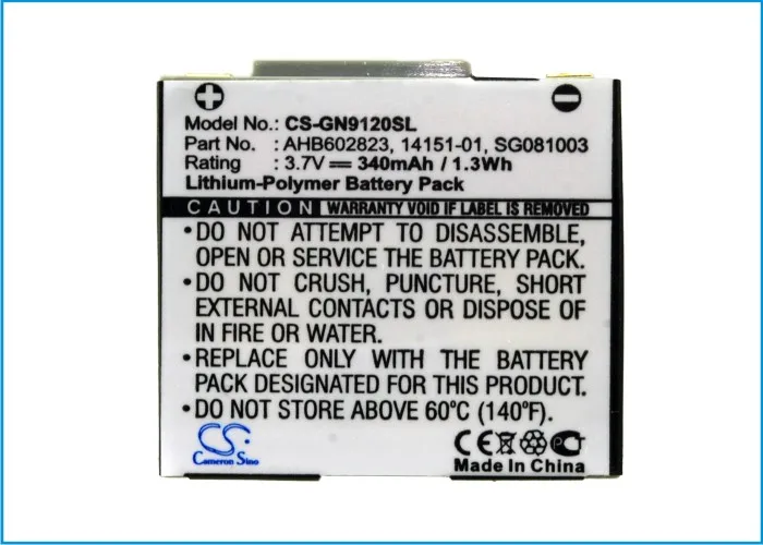 Аккумулятор Cameron Sino 340mAh 14151 01 02 AHB602823 SG081003 для GN Netcom 9120 9125|Цифровые аккумуляторы| |