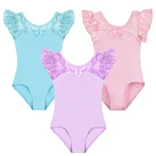 Гимнастическое платье для маленьких девочек цельнокроеное боди с рукавами, кружевное балетное трико с рукавами-крылышками, Одежда для танцев, модное платье для девочек, От 2 до 7 лет