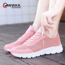 WWKK/ новые кроссовки Женская обувь для отдыха дышащая прогулочная женская спортивная обувь из сетчатой ткани женские кроссовки на шнуровке