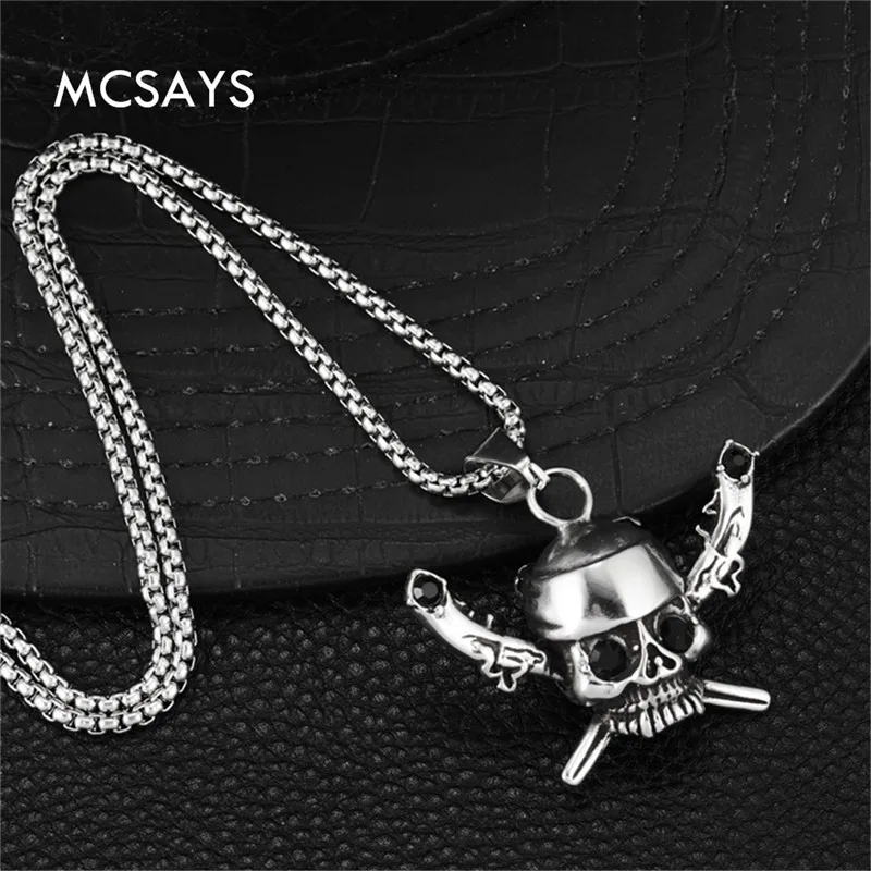 MCSAYS Hiphop Jewelry Skeleton Double Shot Pendant Box Chain Iced Out