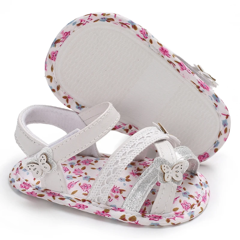 Милые детские сандалии цветочный для новорожденных девочек Лето мягкой подошвой шпаргалки Prewalker сандалии обувь малыша противоскользящая