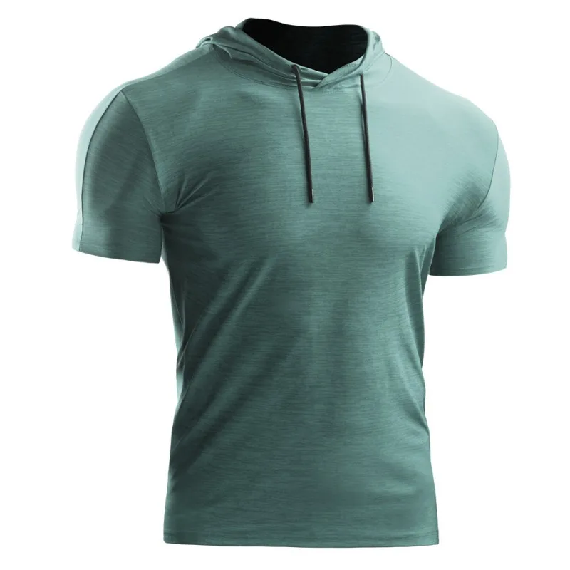 

Men Casual Short Sleeve Quick-drying Breathable Bottoming Hooded T-shirt Sports Tops