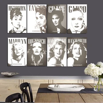 

Hollywood movie star Elizabeth Taylor Rita Hayworth Audrey Hepbur Art Canvas Poster Prints Home Wall Decor Painting