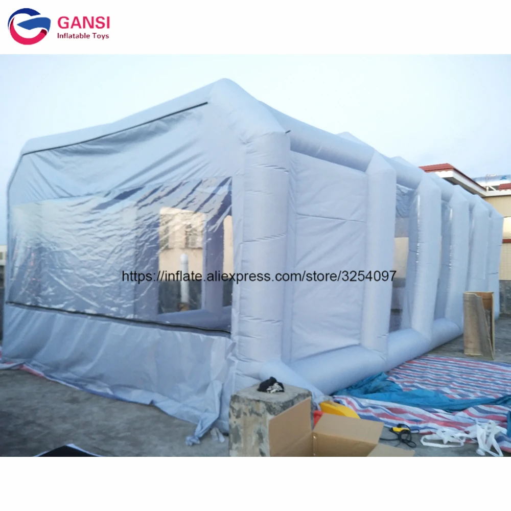 High quality inflatable paint booth 10*5*3.5m gray portable auto paint booth cheap inflatable spray booth with 2 air blowers