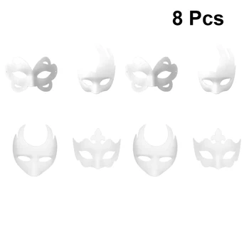 

8pcs Mask Horn White Paper DIY Mask Party Supplies For Festival Party DIY Accessories