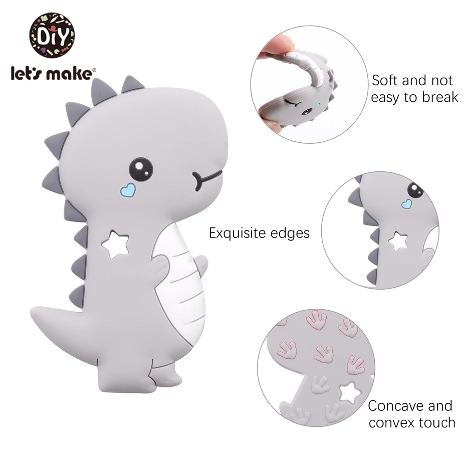 

Let'S Make 1Pc Dinosaur Bpa Free Cartoon Silicone Teether Toddler Teething Diy Toys For Baby Rattle Siliocne Baby Teether