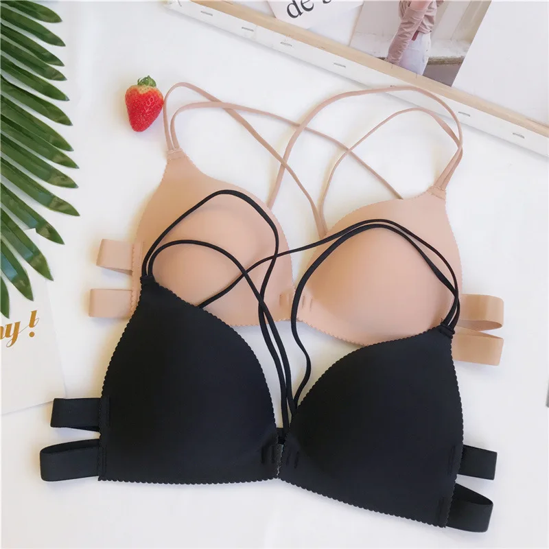 

Hollow Out Front Closure Bralette Seamless Women Bra Wireless Thin Underwear Sexy Lingerie Soft Strappless Push Up Bra for Women