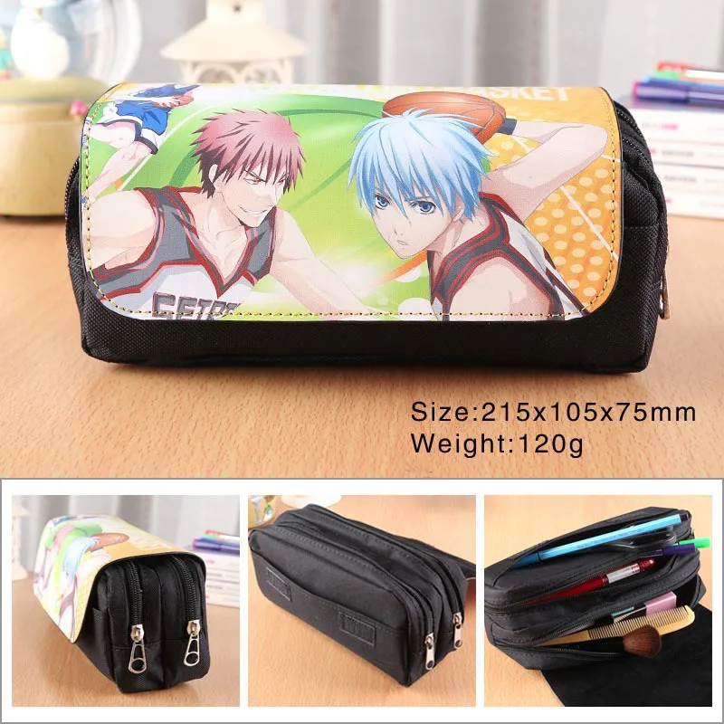 

Anime Kuroko No Basketball Pencil Bag PU Leather Multilayer Flip Cover Pencil Case Pen Bags School Supplies Creative Makeup Bag
