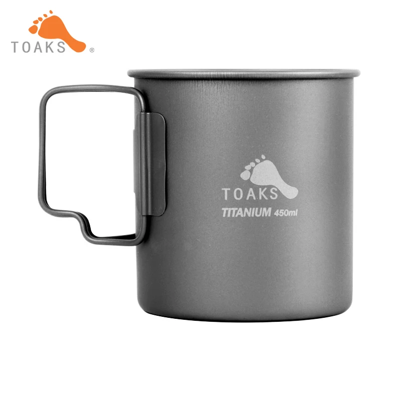 

Toaks CUP-450 Titanium Outdoor Water Cup Mug Picnic Camping Pot Cookware Fixed Handle 450ml Without Cover