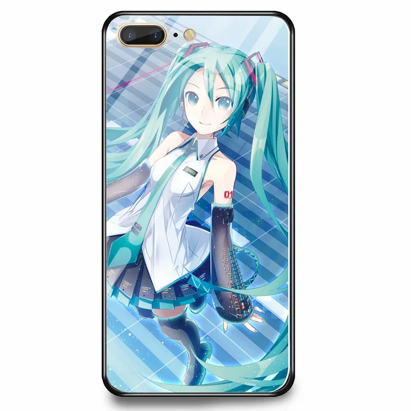 

Custom Anime Hatsune Miku Tempered Glass Transparent Phone Cases for Iphone 6 7 8 plus Phone Case for Iphone X XS MAX XR 6S Gift