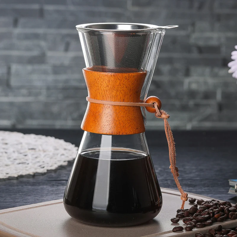 Жаропрочный стеклянный кофейник прочный Кофе чайник многоразовая нержавеющая сталь капельного фильтр для кофеварки практичный Кофе посуда
