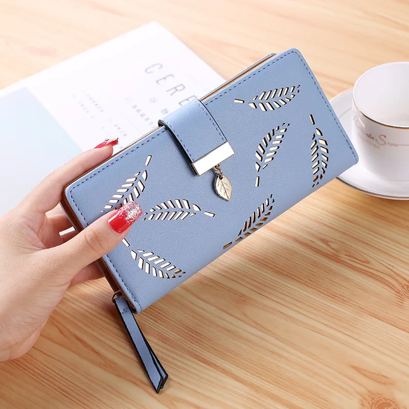 2018 Women Wallet Purse Female Long Wallet Gold Hollow Leaves Pouch Handbag for Women Coin Purse Card Holders Cartera Mujer 2018 Women Wallet Purse Female Long Wallet Gold Hollow Leaves Pouch Handbag for Women Coin Purse Card Holders Cartera Mujer