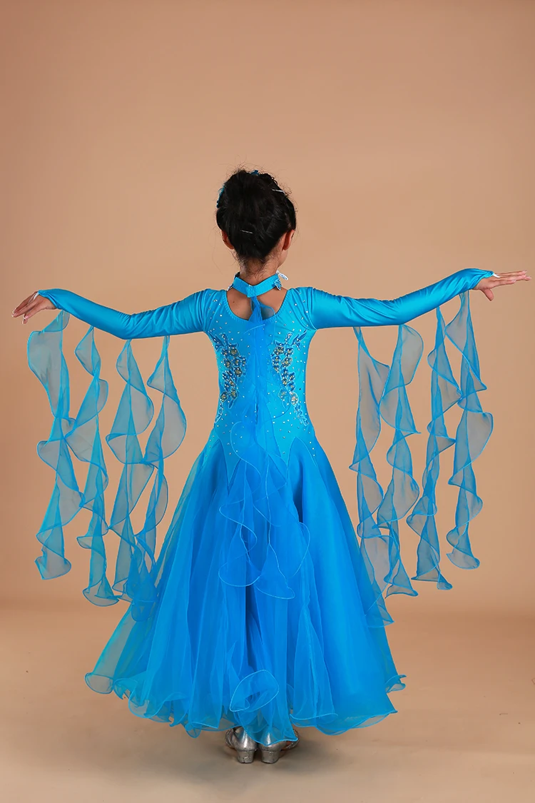 Роскошные девочек Вышивка маятник стандарт бальных танцев детское платье Танго Фламенко вальс Танцы конкурс платье