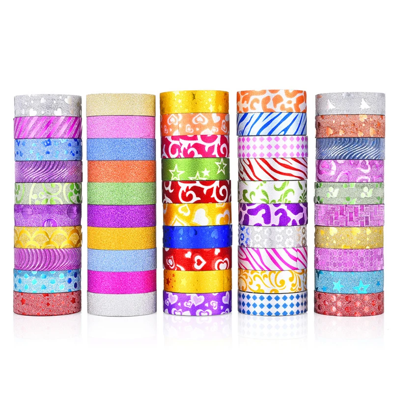 

50/PcsGlitter Washi Tape Set Japanese Stationery Scrapbooking Decorative Tapes Adhesive Tape Kawai Adesiva Decorativa
