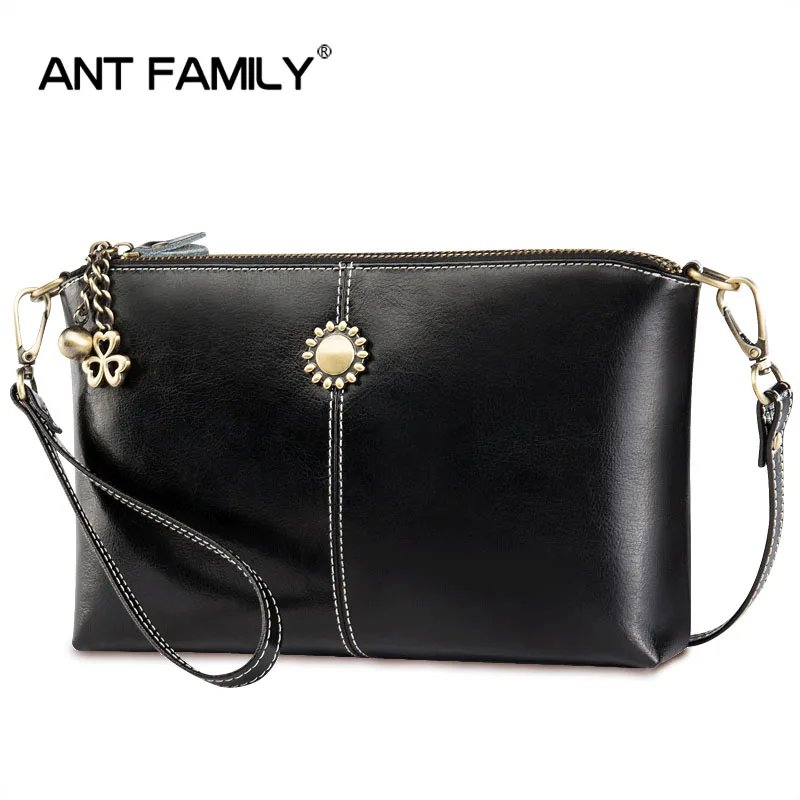 

Hihg Quality Oil Wax Genuine Leather Women Shoulder Bag 2019 Solid Double Zipper Vintage Crossbody Bag Female Mini Messenger Bag