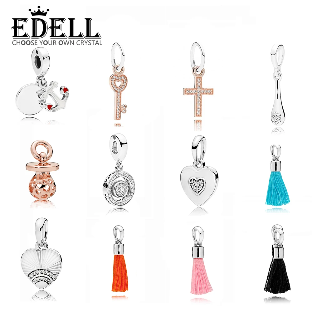 

EDELL 100% 925 Sterling Silver 1:1 Authentic Charm MODERN LOVEPODS NECKLACE PENDANT LOGO HEART NECKLACE PENDANT Rose Gold Cross
