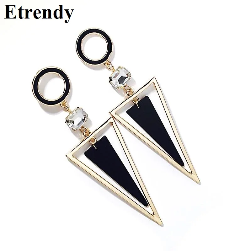 

Temperament Geometric Triangle Earrings 2019 Fashion Jewelry Long Drop Earrings For Women Korean Style Black Big Statement Bijou