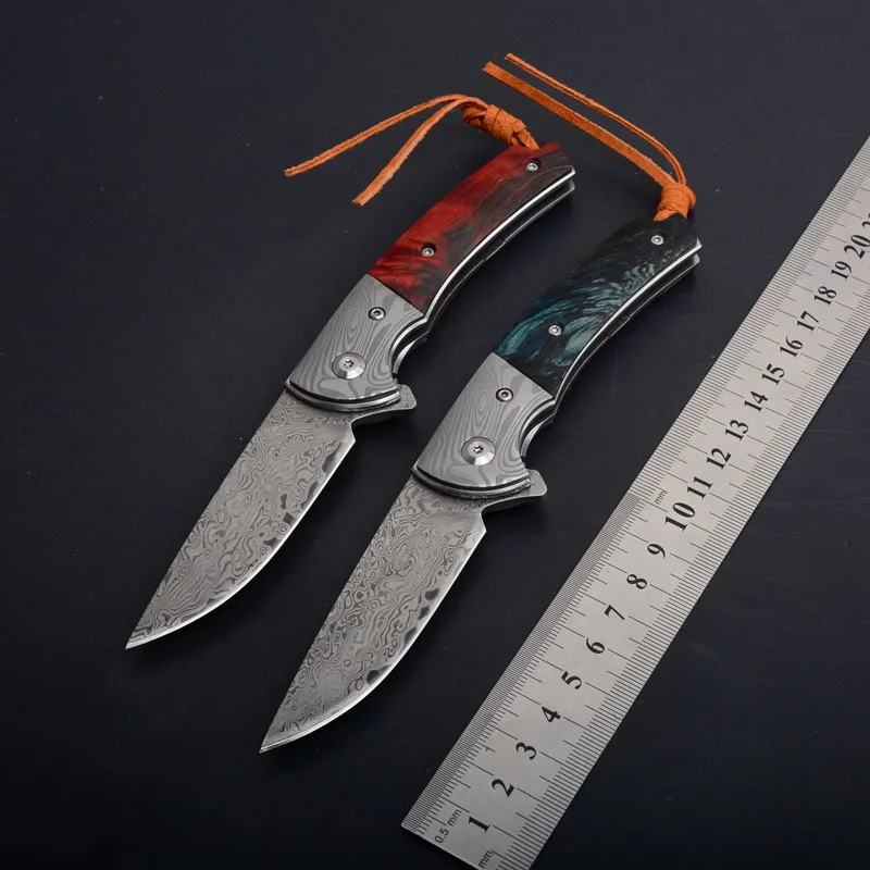 Hysenss тактический складной нож ELF Damascus деревянная ручка Открытый Кемпинг Охота
