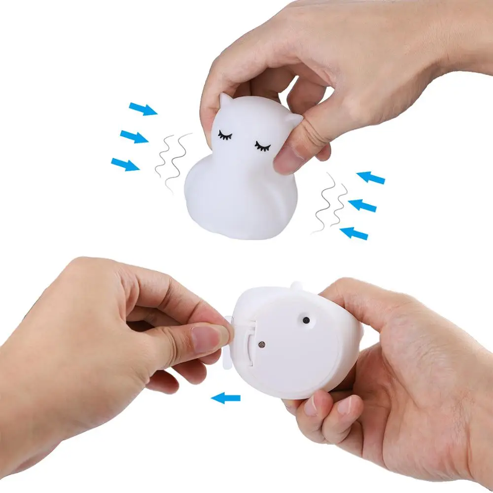  Mini Owl RGB LED Night Light Portable Lighting Cartoon Silicone Bird Night Lamp Bedroom Bedside Lam - 4000113537817