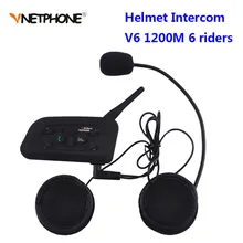 Vnetphone V6 BT Interphone 1200 M Moto Bluetooth Citofono del Casco intercomunicador moto interfones auricolare per 6 Piloti