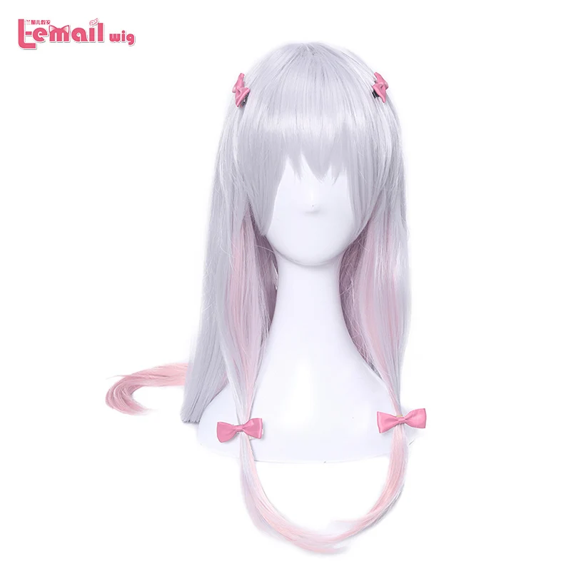 Цена Парик L email Eromanga Sensei Sagiri Izumi, парики для косплея 70 см, серебристый смешанный розовый, термостойкие синтетические волосы Perucas, парик для косплея