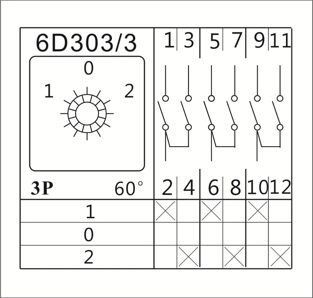 Переключатель переключения 1 0 2 3P AC 440V Ui 690V 32A 12 терминалов с защитной коробкой IP65
