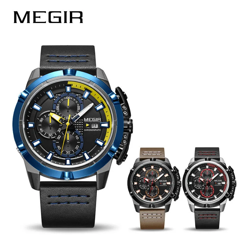 MEGIR 2062 Роскошные Брендовые мужские спортивные часы кварцевые аналоговые военные