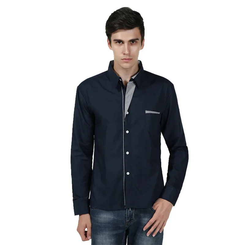 Модная мужская брендовая приталенная Повседневная рубашка с длинным рукавом, мужская рубашка размера плюс 3XL 4XL, мужская деловая рубашка в стиле пэчворк размера плюс