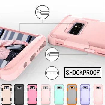

Luxury Anti-drop Cover For Samsung Note8 9 Silicone And PC 3 in 1 Heavy Duty Anti Shock Armor Case For S10 S9 S8 Plus S10E Coque