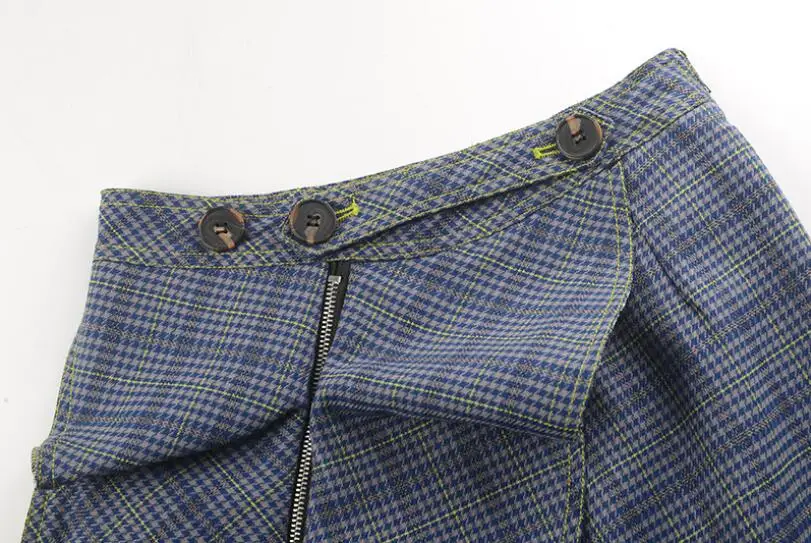 Temperamento Top Ruffled Y Europeo Falda Lap Moda Ajustado Plaid Zipper 2018 Casual Otoño Americano Nuevo qASnqwEP