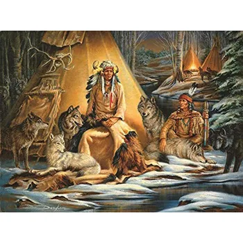 

5D DIY diamond painting wolf tribal forest full drill round diamond embroidery cross stitch rhinestone mosaic picture