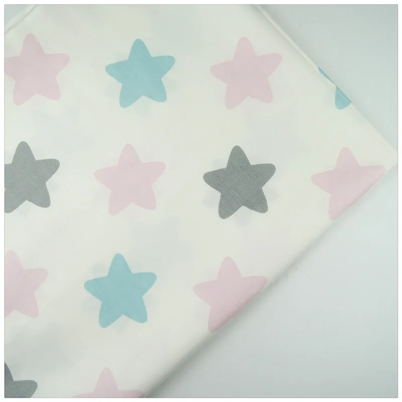 Syunss, 100% хлопок Саржа розовый синий, серый с принтом со звездой Лоскутная поделки ручной работы Шторы текстиль Материал шитье Детские