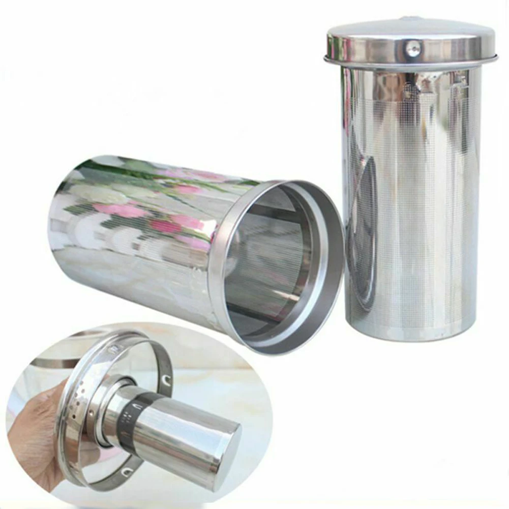 Kitchen Infuser With Lid Coffee Practical Home Reusable Tea Strainer Stainless Steel Mesh Filter Cylinder Shape Accessories