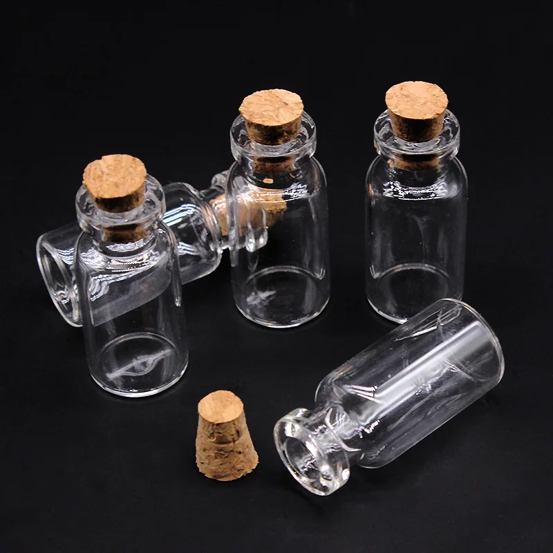 Glass Bottles 10PCS 16mm*35mm 2ml mini Containers Tiny Clear Empty Wishing Glass Message Vial With Cork Stopper