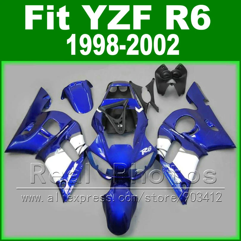 Фирменная Новинка тела комплекты для YAMAHA R6 обтекатель 1998 1999 2000 2001 2002 roylblue и матовый черный, пригодный YZF R6 Обтекатели 1998-2002