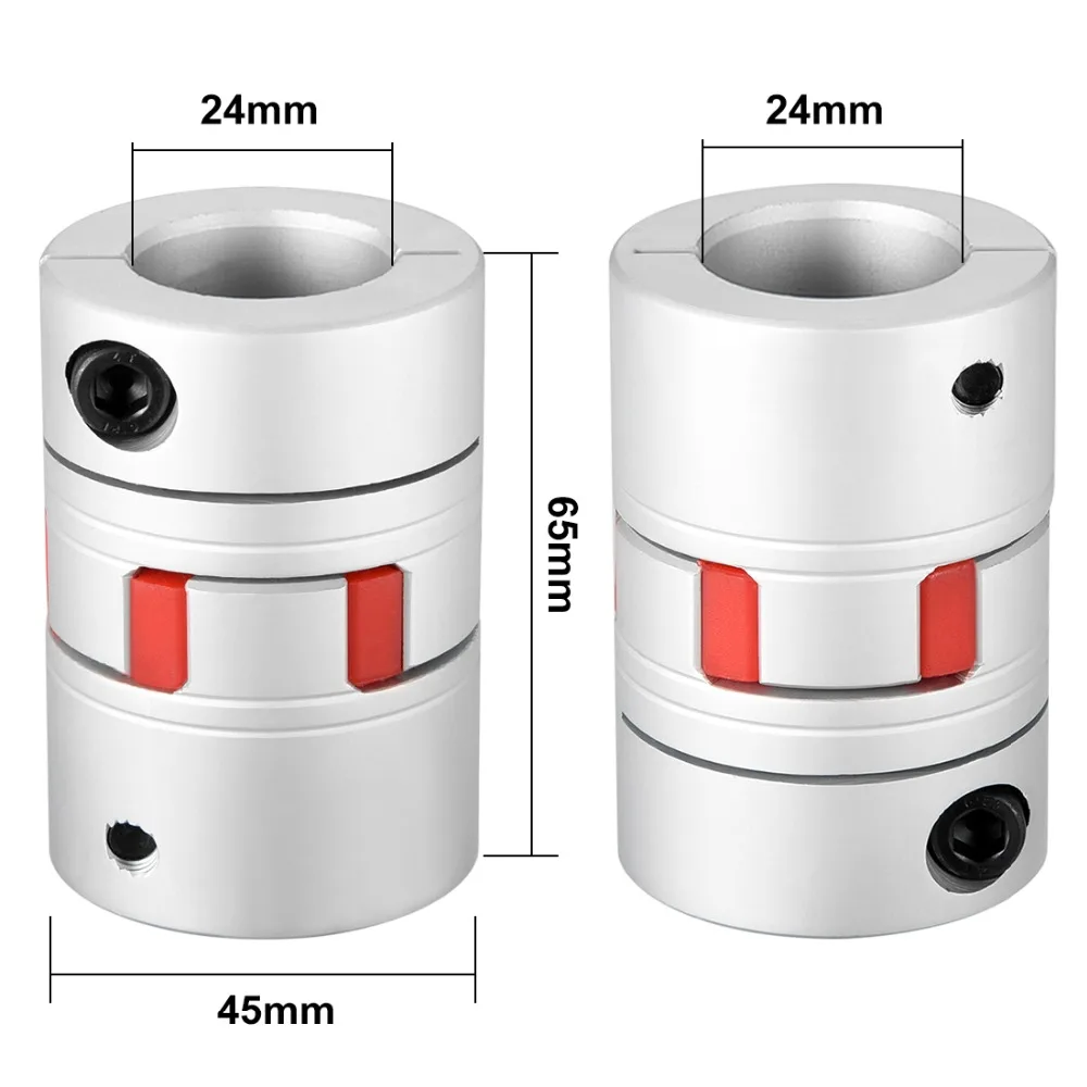 Uxcell высокое качество L65xD45 24 мм до 24 мм вал муфта с отверстием Гибкая муфта совместных высокой твердости для M6 Servo ступенчатый мотор