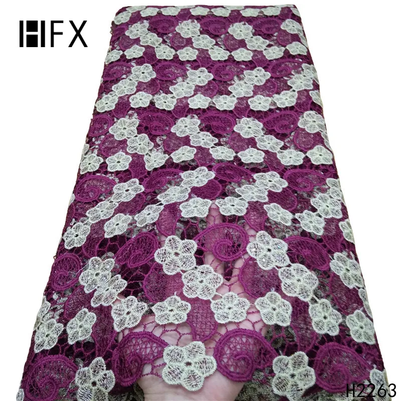 HFX гипюр кружевная ткань из нитей высокое качество водорастворимое кружево платье с камнями для женщин 5 ярдов/партия H2263