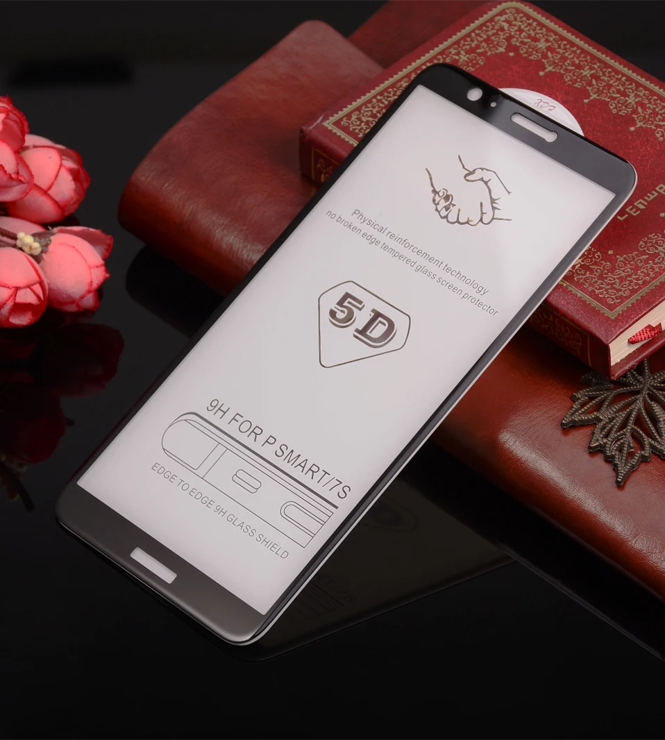 WhaY 5D Tempered Glass For Huawei P Smart Glass Protective Film Curved Edge 9H Full Cover For Huawei P Smart Screen Protector    (14)