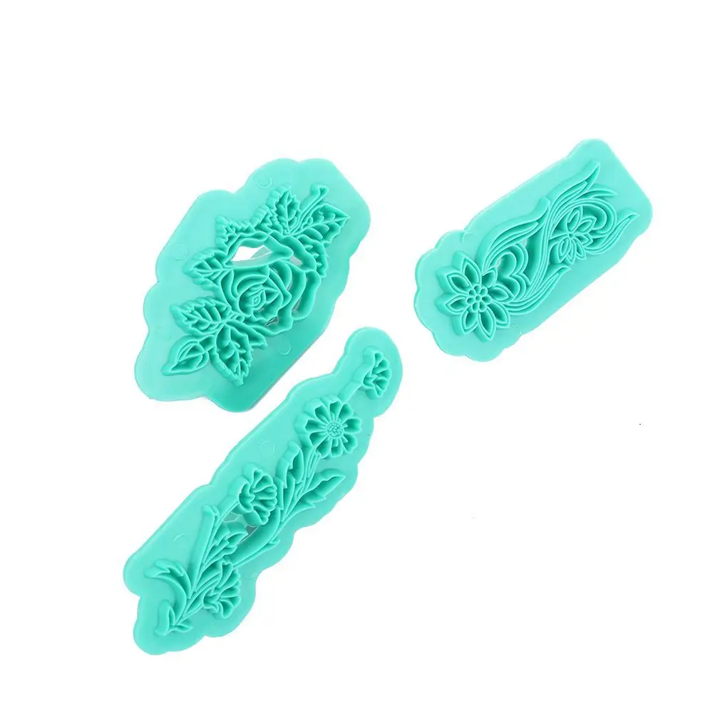 3pcs Plastic Flower Embosser Cake Fondant Sugarcraft Decorating Tools