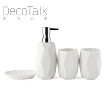 DecoTalk песчаник набор для ванной из 4 предметов Алмазная форма грубый камень поверхность наборы для украшения ванной комнаты белые принадлежности для ванной комнаты