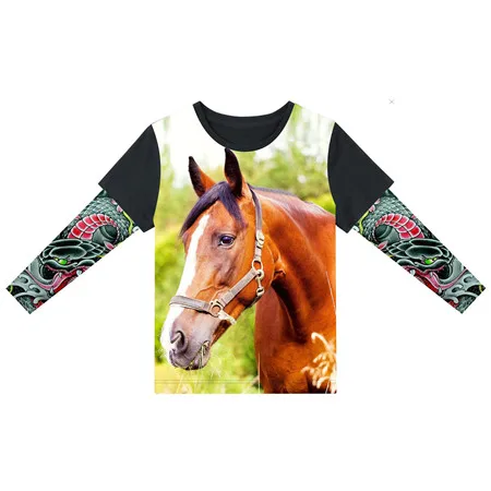 Г. Детская одежда футболка для мальчиков футболка с рисунком лошади для малышей, бренд, детская одежда с рукавами для девочек летняя детская одежда с татуировкой - Цвет: 19T 418