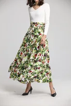 Chic women elegant pleated skirts New 2019 spring runway high waist fruit print Skirt D791 chic women s ethnic print high waist skirt